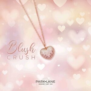 Park Lane Women’s Blush Crush Pink Pavé Heart Necklace – Rose Gold Tone